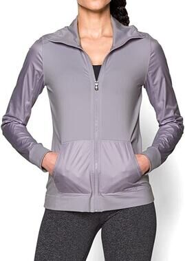 Under Armour Track Jacket S Small Gray Fitted Full Zip Warm Up Studio Essential